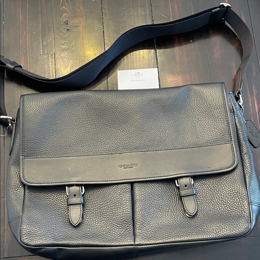 Coach Black Leather Messenger Bag